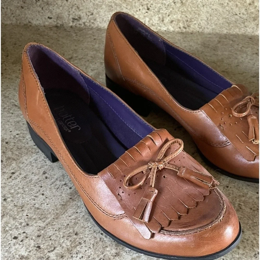 Hotter Comfort Concept Tassel Shoes Loafers Brown Leather Women's Size 7